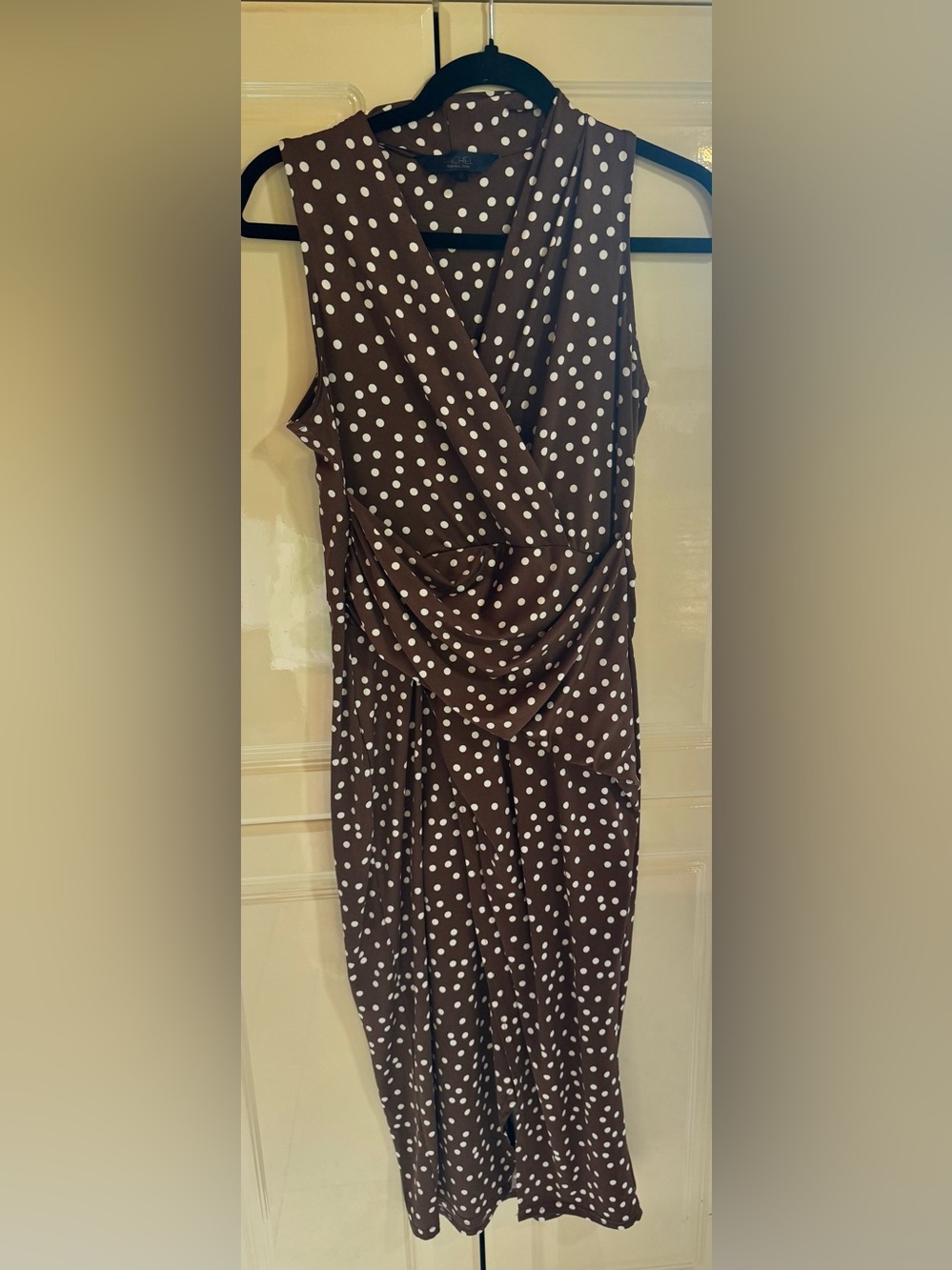 RACHEL Rachel Roy Brown and White Polka Dot Draped Maxi Dress